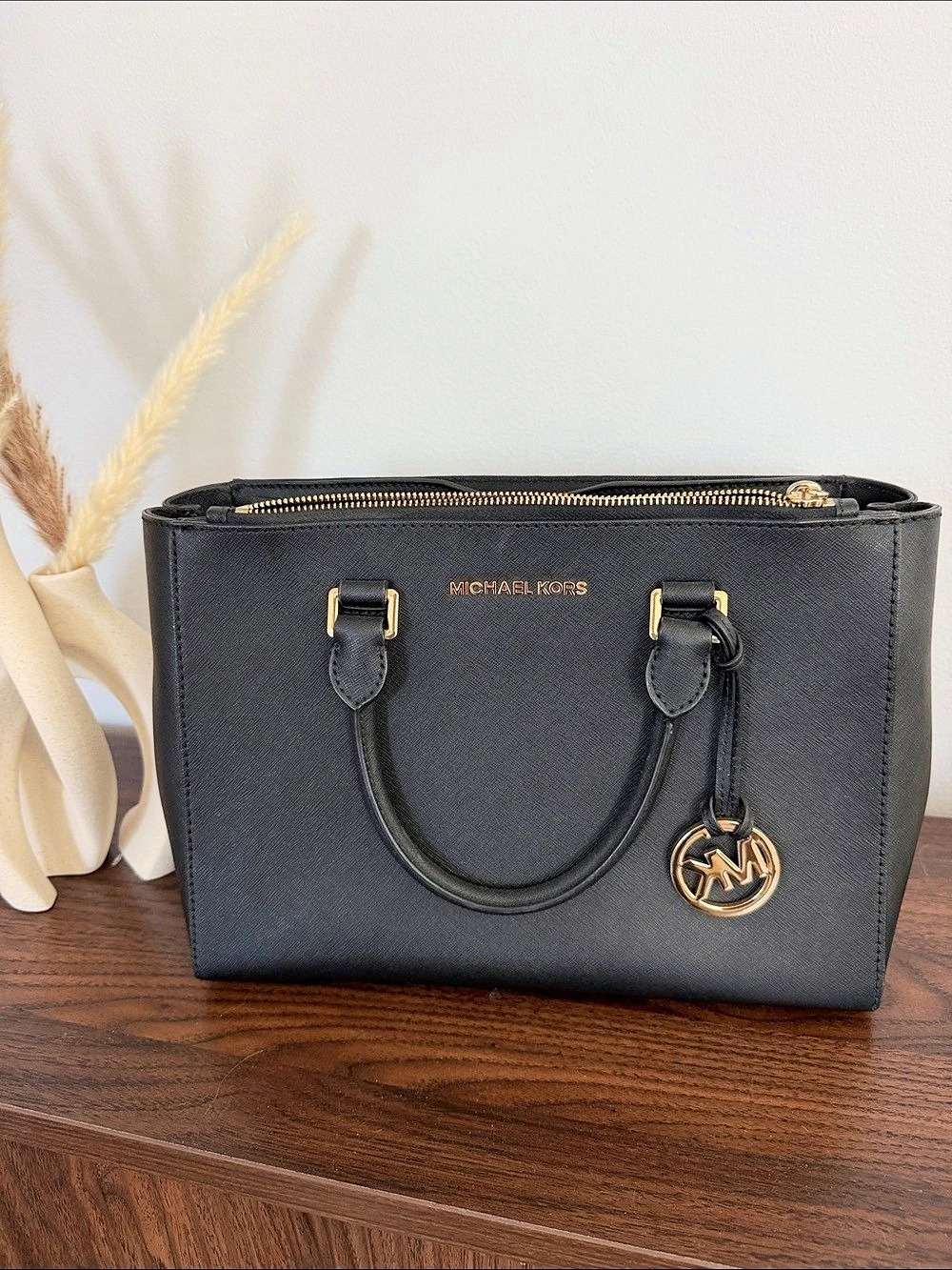 Michael Kors Charlotte Large Saffiano Leather Top-Zip Tote Bag